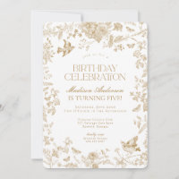 Gold Toile De Jouy French Floral Anniversaire