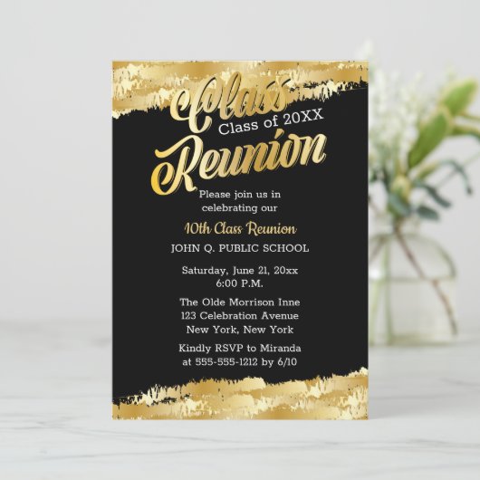 Invitation Gold Tone Classe Moderne Réunion (Debout devant)