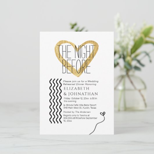 Invitation Gold Touch Script minimal la nuit avant (Debout devant)