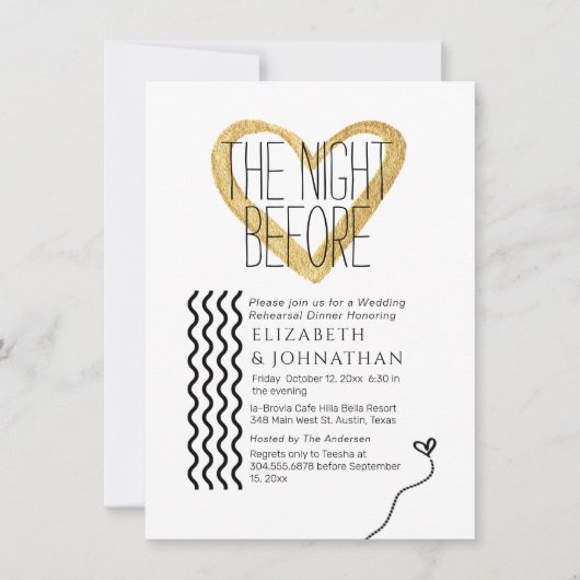 Invitation Gold Touch Script minimal la nuit avant (Devant)