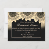 Invitation Gold, Tournesols, Dîner de répétition de Parties s (Devant)