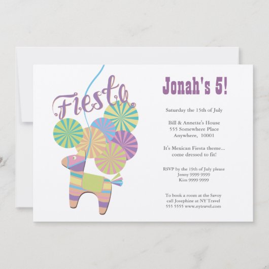 Invitation GOLD Traditionnel Fiesta Pinata Anniversaire (Devant)