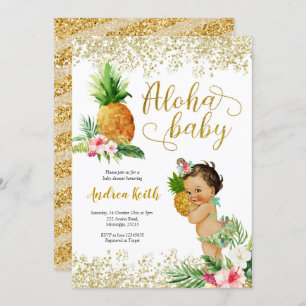 Invitation Gold Tropical Ananas Girl Baby shower Invitatiatia