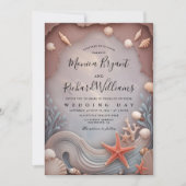 Invitation Gold Tropical Beach Rose Couple's Day Mariage (Devant)