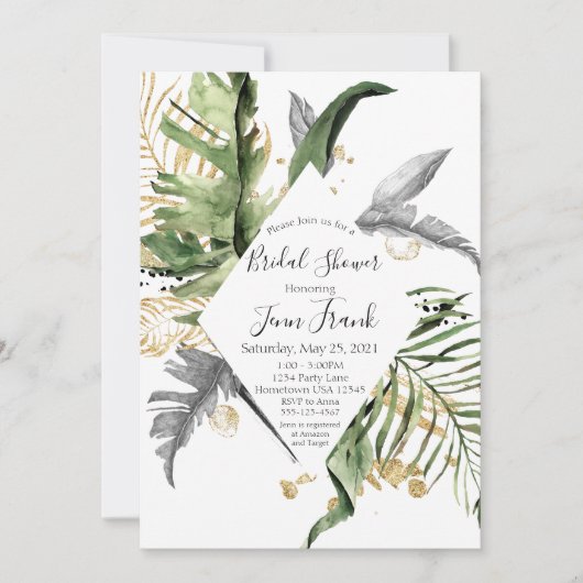 Invitation Gold Tropical Floral (Devant)