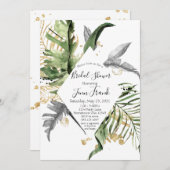 Invitation Gold Tropical Floral (Devant / Derrière)