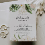 Invitation Gold Tropical Foliage Bridesservatrices Brunch Sho<br><div class="desc">Cette invitation à la douche de brunch aux couleurs tropicales dorées est parfaite pour un wedding shower rustique. Le design est orné d'or aquarelle peint à la main et d'un feuillage vert tropical agrémenté d'élégantes fleurs rousses.</div>