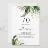 Invitation Gold Tropical Greenery 70e anniversaire (Devant)
