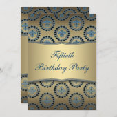 Invitation Gold Turquoise 50e anniversaire (Devant / Derrière)