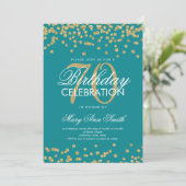 Invitation Gold Turquoise 70e anniversaire Parties scintillan (Debout devant)