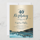 Invitation Gold Turquoise Agate 40e anniversaire (Devant)