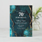 Invitation Gold Turquoise Agate 70e anniversaire (Debout devant)