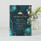 Invitation Gold Turquoise Agate Graduation Party (Debout devant)