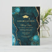 Invitation Gold Turquoise Agate Graduation Party (Debout devant)