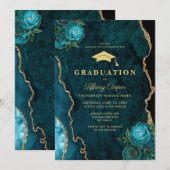 Invitation Gold Turquoise Agate Graduation Party (Devant / Derrière)