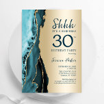 Invitation Gold Turquoise Agate Surprise 30e anniversaire<br><div class="desc">Turquoise et or agate surprise 30e anniversaire invitation de fête. Design élégant et moderne avec aquarelle agate marbre arrière - plan,  fausse parties scintillant or et typographie script de police. Carte invitation branchée parfaite pour une célébration anniversaire féminine élégante. Invitations Zazzle imprimées ou téléchargement instantané modèle imprimable numérique.</div>