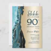 Invitation Gold Turquoise Agate Surprise 90e anniversaire (Devant)