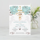 Invitation Gold & Turquoise Bleu Mexicain Baby Boy Charro Bap (Debout devant)