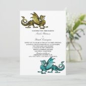 Invitation Gold Turquoise Dragon Wedding (Debout devant)