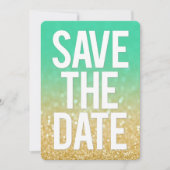 Invitation Gold Turquoise Ombre Parties scintillant Enregistr (Devant)