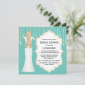 Invitation Gold turquoise parties scintillant robe mariée élé (Debout devant)