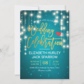 Invitation Gold & Turquoise String Lights Mariage Celebration (Devant)