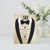 Invitation Gold Tuxedo Mens 50e anniversaire de fête Invitati (Debout devant)