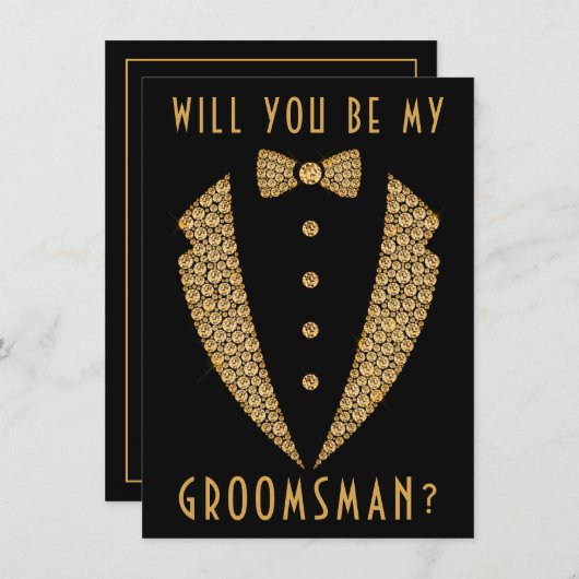 Invitation Gold Tuxedo Serez-Vous Mon Groomsman (Devant / Derrière)