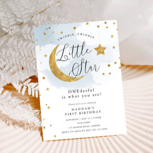Invitation Gold Twinkle Stars, UN bleu délirant premier anniv