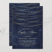Invitation Gold Twinkle String éclaire Rustic Couples Douche (Devant / Derrière)