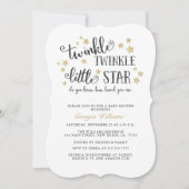 Invitation Gold Twinkle Twinkle Little Star Baby shower (Devant)