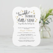 Invitation Gold Twinkle Twinkle Little Star Baby shower (Debout devant)