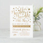 Invitation Gold Twinkle Twinkle Little Star Baby shower (Debout devant)