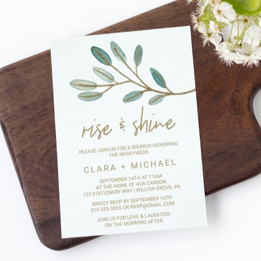 Invitation Gold Veined Eucalyptus Rise and Shine