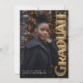 Invitation Gold Vertical Art Deco Photo Graduation Party (Devant)