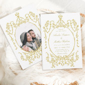 Invitation Gold Victorian Classic Floral Frame Mariage Photo