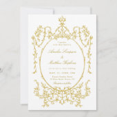 Invitation Gold Victorian Classic Floral Frame Mariage Photo (Devant)