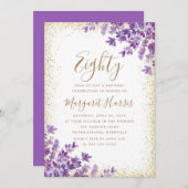 Invitation Gold Violet Lavande 80e anniversaire 80e anniversa (Devant / Derrière)