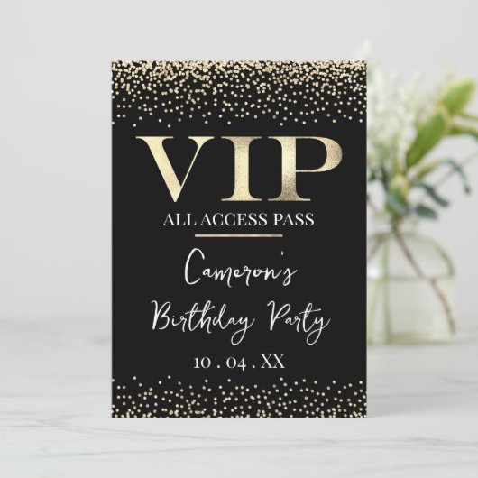 Invitation Gold VIP sur Black Event ou Party (Debout devant)