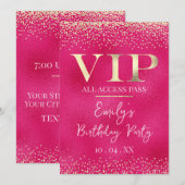 Invitation Gold VIP sur Hot Pink Event ou Party (Devant / Derrière)