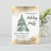 Invitation Gold watercolor pin société Noël (Debout devant)