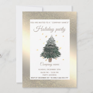 Invitation Gold watercolor pin société Noël
