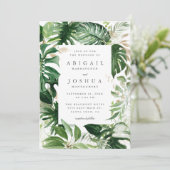 Invitation Gold & Watercolor Tropical Greenery Mariage (Debout devant)