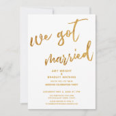 Invitation Gold Waves Nous Nous Sommes Mariés White Mariage R (Devant)