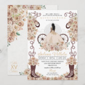 Invitation Gold Western Cinderella Carriage Quinceañera (Devant / Derrière)