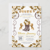 Invitation Gold Western Mariachi Charro Boots Quinceañera (Devant)