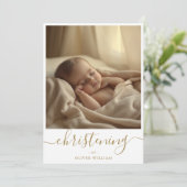 Invitation Gold Whimsy Script Genre Christening Neutre (Debout devant)