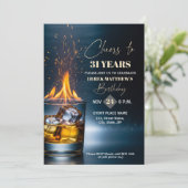 Invitation Gold Whiskey Theme Men 31st Birthday Party (Debout devant)