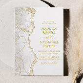 Invitation Gold White Agate Elegant Wedding