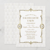 Invitation Gold White Art Déco 1920 Bachelorette Party (Devant / Derrière)